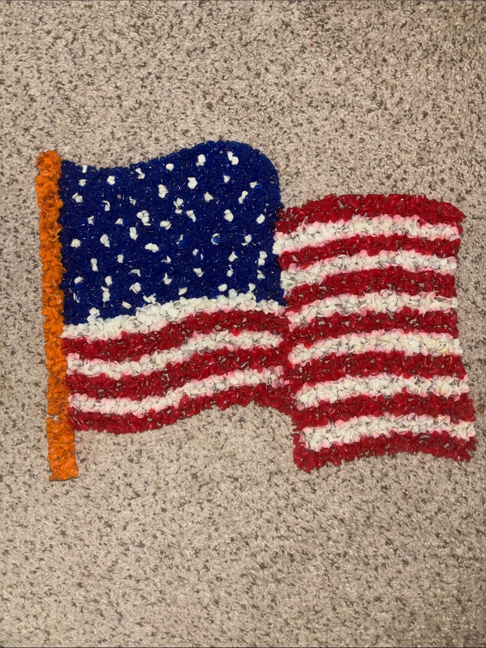 Vintage melted popcorn Red White and Blue Decorative Flag Accent - Unbranded